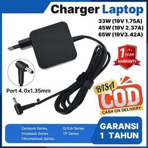 [Garansi 1 Tahun] AS Charger Laptop Pin Bulat Kecil 33W/45W/65W Garansi 1 Tahun Kompatibel Zenbook Q X A TP Chromebook Series