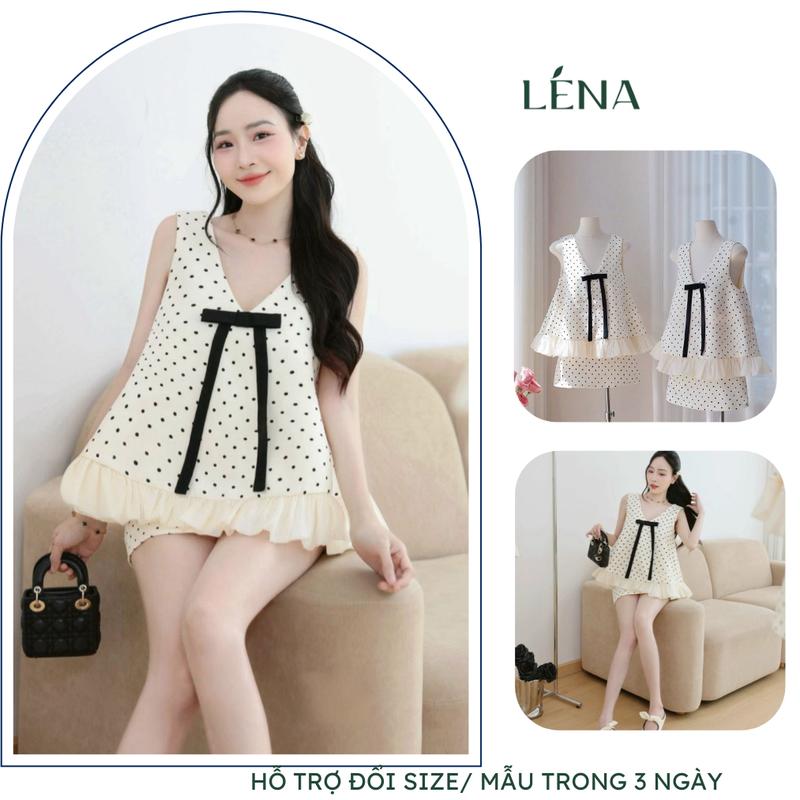  Set áo nữ chân váy chữ A chấm bi dạo phố cafe trẻ trung năng động  LENA 3146 