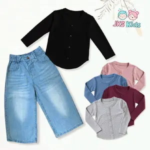 SETELAN CELANA SKENA JEANS ATASAN KNIT LENGAN PANJANG ANAK PEREMPUAN