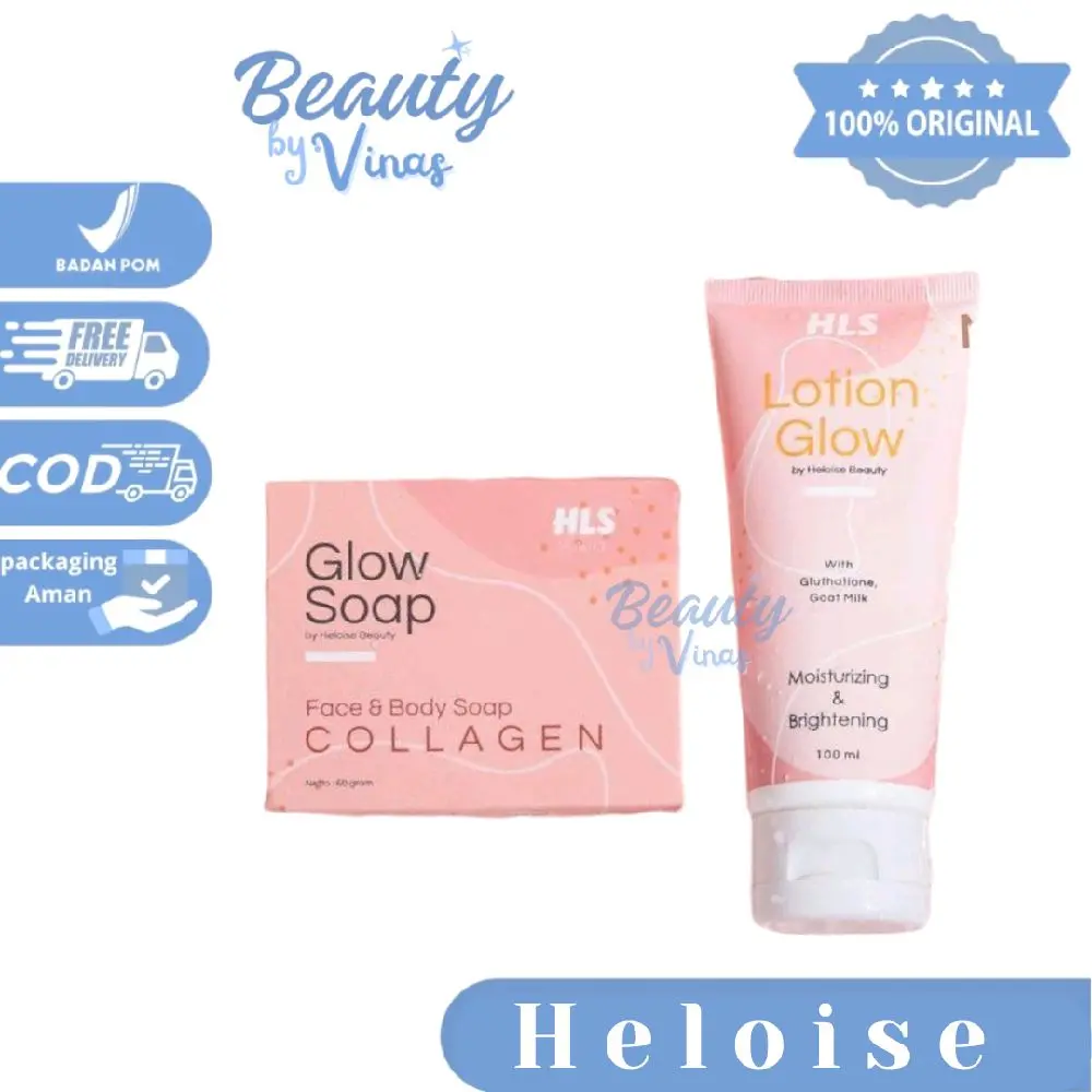 HLS Heloise Beauty Lotion Glow& Glow Soap Collagen /Lotion Brightening & Soap Brightening/mencerahkan kulit Handbody Pencerah Tubuh Memutihkan Lightening Perawatan Tangan Kaki Glutathione Memudarkan