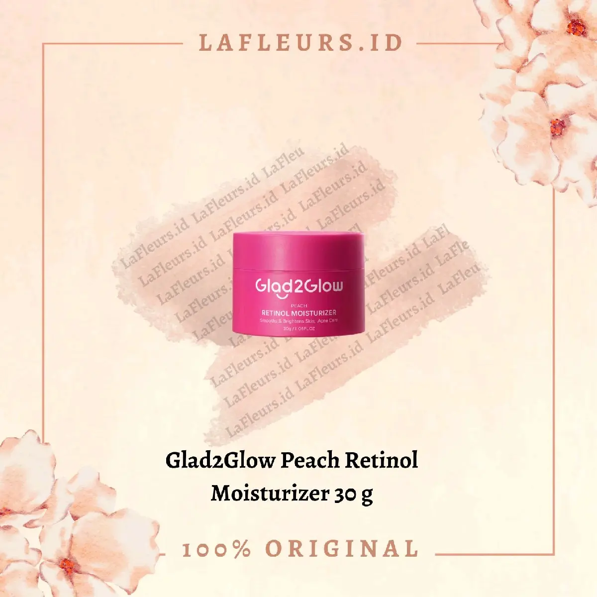 Glad2Glow Peach Retinol MOISTURIZER 30g / Anti Aging Cream / Krim pelembab wajah anti penuaan dini / Pelembap Muka Peach Retinol Melembutkan