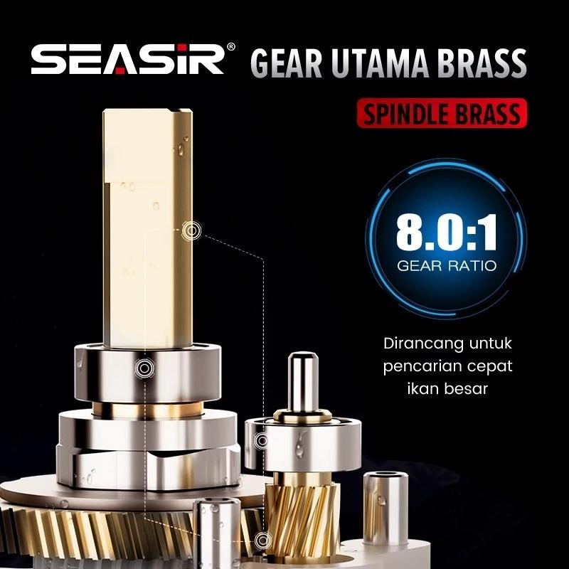 SEASIR Salminus Reel BC Baitcasting Pancing, 12kg Max Drag, 8:1 Rasio Gigi, Spool Aluminium, Bantalan Ceramic 11+1BB, Gagang Serat Karbon, Saltwater SW Air Laut Casting Roda