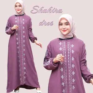 SHAKIRA DRESS CRINGKEL AIRFLOW MIX BORDIR/GAMIS MUSLIMAH/GAMIS WANITA JUMBO/GAMIS KEKINIAN/GAMIS LEBARAN