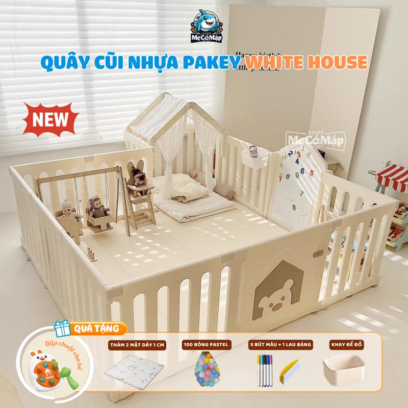 NEW 2025 Quây Cũi Nhựa Cho Bé Pakey Mẫu Mới Cao 67cm An Toàn Quây Cũi Phong Cách Nhật Bản Dày Dặn Chắc Chắn White House