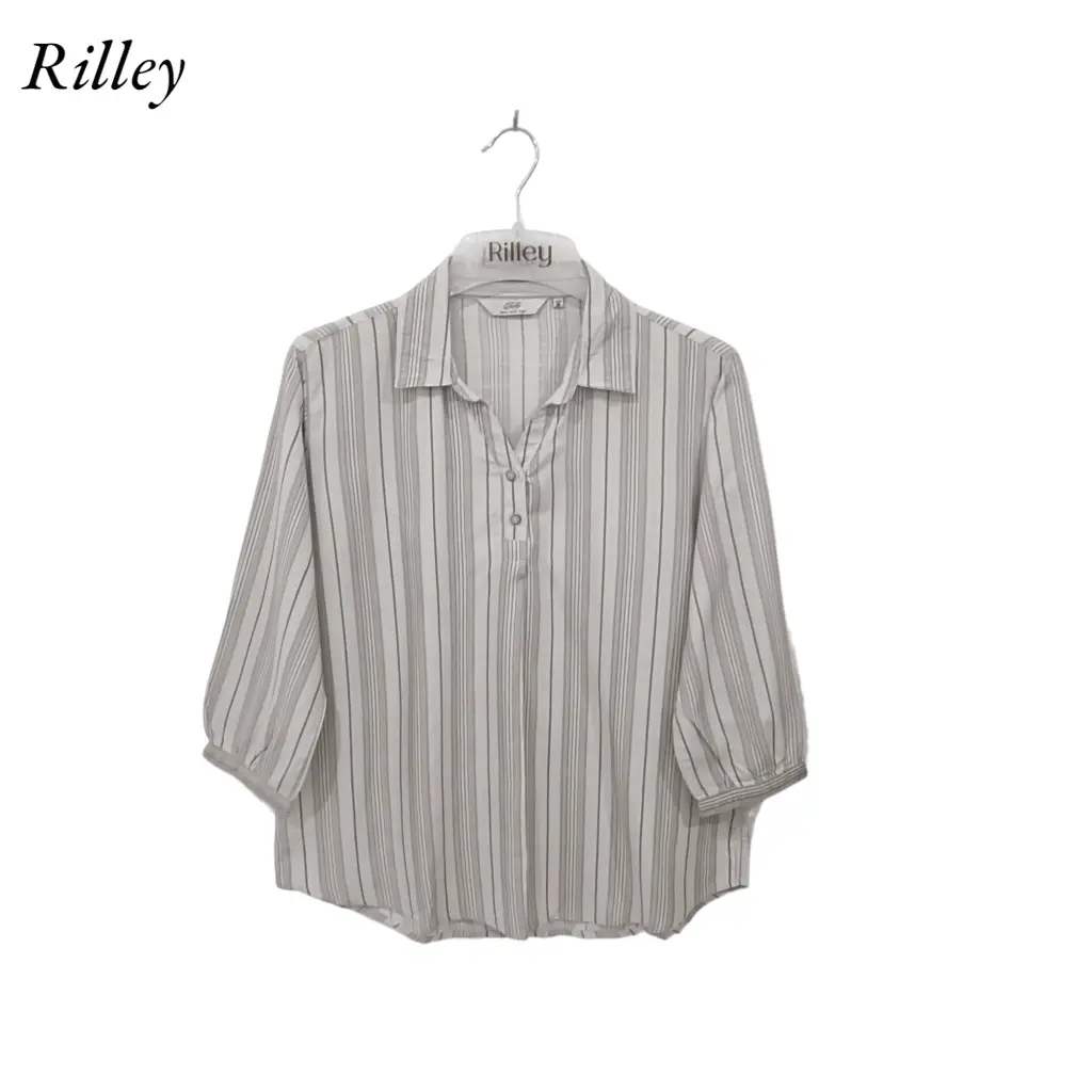 RILLEY - Kemeja Blus Salur Sesil Atasan Blouse Wanita | Kemeja Wanta Bahan Rayon Twill