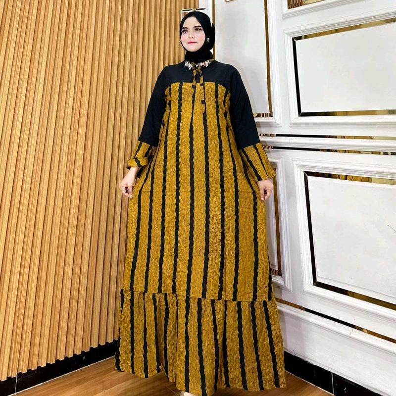 long dress katun tebal Panjang Rayon Dewasa 2