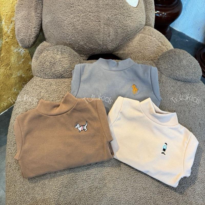TuTuKids Áo giữ nhiệt cổ cao 3p cho bé trai bé gái chất zip lông 2 mặt mềm mịn co dãn 4 chiều. Logo thêu. Size từ 8-26kg