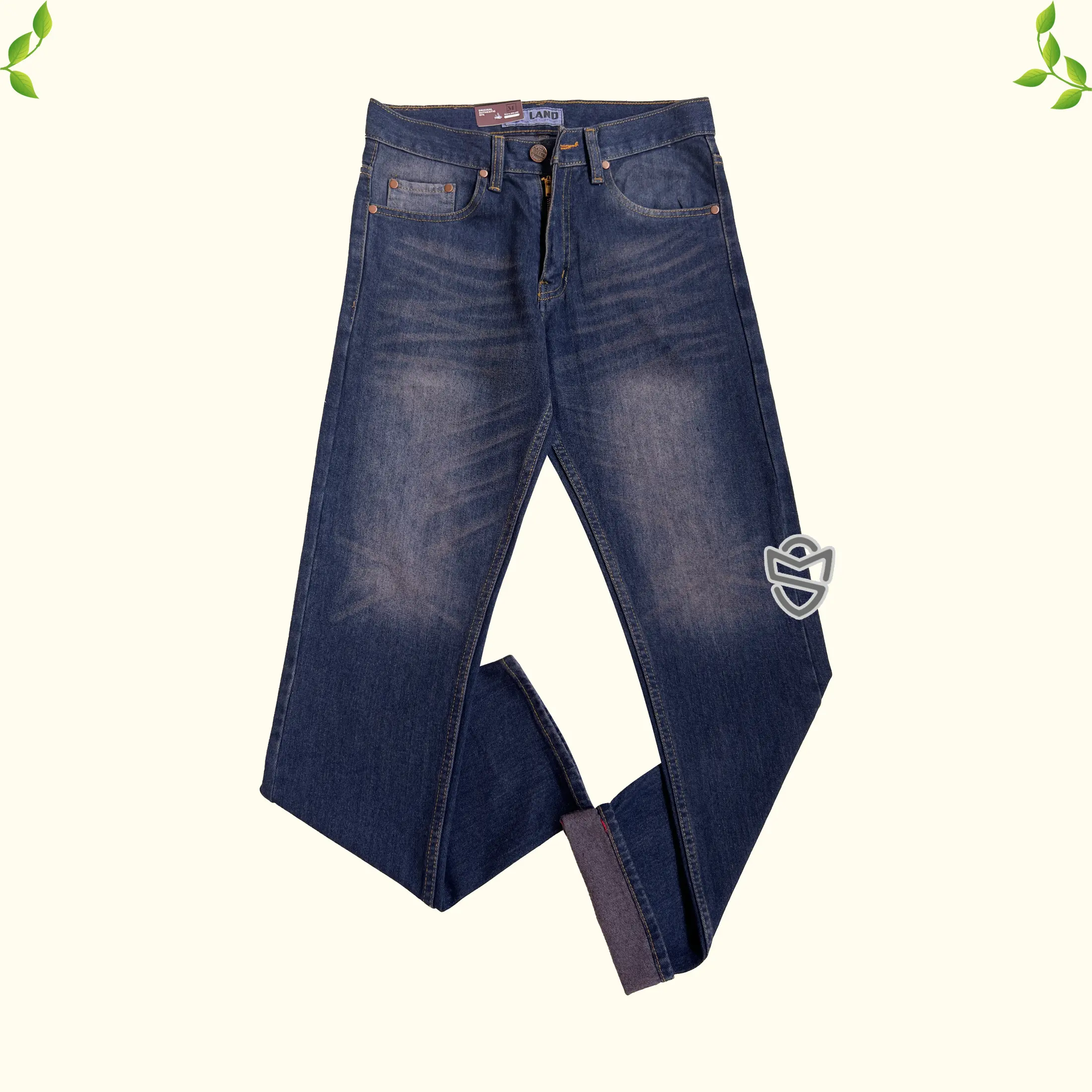 Mr.Land Celana Jeans Gombrong Pria Panjang Cowok Retro