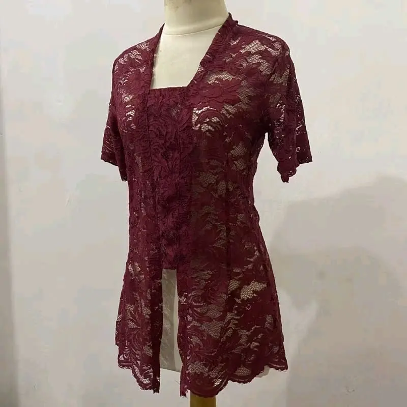 kebaya kutubaru brukat lengan pendek pakaian adat jawa bali fashion 2