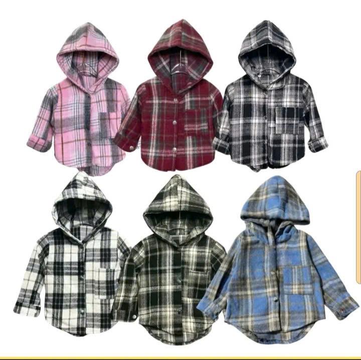 Áo chống nắng , áo sơ mi dạ kẻ caro có mũ cho BÉ phong cách HÀN QUỐC chất liệu cotton Flannel mềm mịn , dày dặn