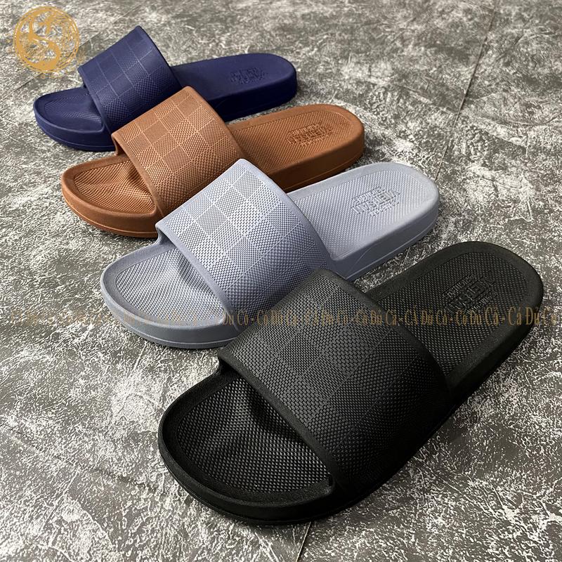 Dép đúc nam E7171 kẻ caro dép lê cao su Việt San quai ngang đế bằng unisex thời…