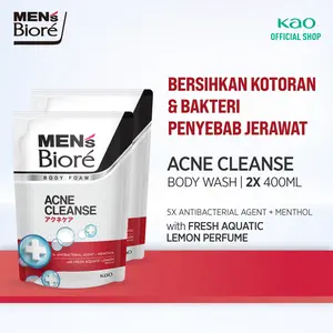 Men's Biore Body Foam  Acne Cleanse 400 ml Pouch  Twin Pack