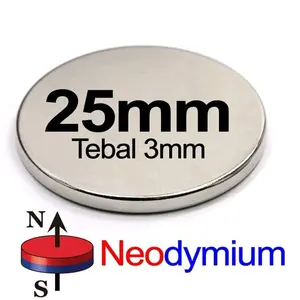 25mmx3mm Strong Magnet Neodymium Bulat Koin Disc 25mm x 3mm