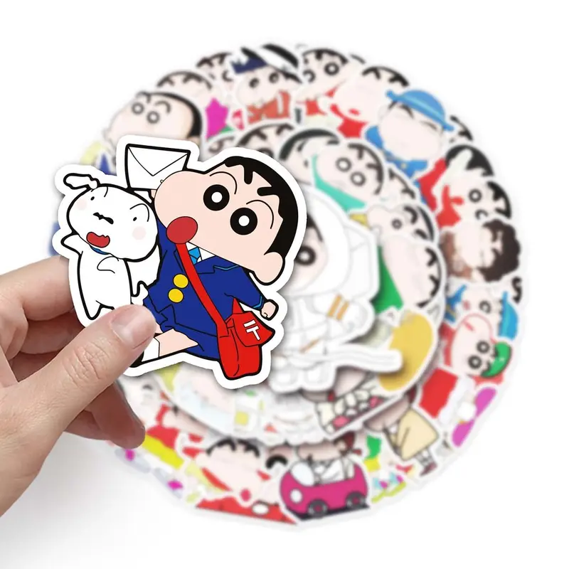 Hình dán Shin Chan hoạt hình Vui Nhộn 10 / 52 miếng, Không thấm nước, Thích hợp cho máy tính xách tay, điện thoại và mũ bảo hiểm, Hình dán sáng tạo, cho trẻ em tự làm 6