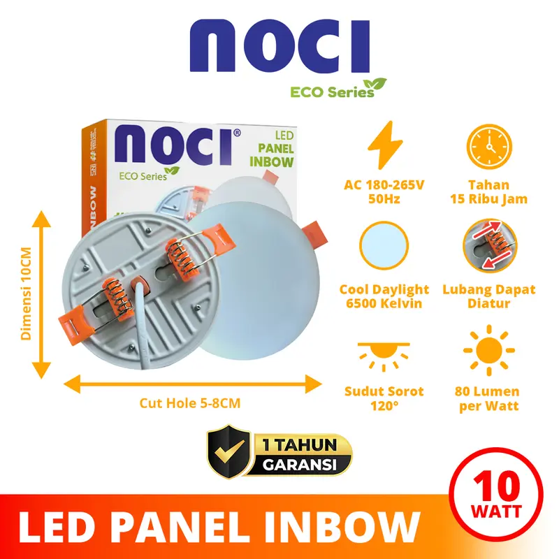 Noci Eco Series Lampu LED Panel Adjustable Hole Size 8-36 Watt Cahaya Putih 6500K Super Terang Hemat Daya