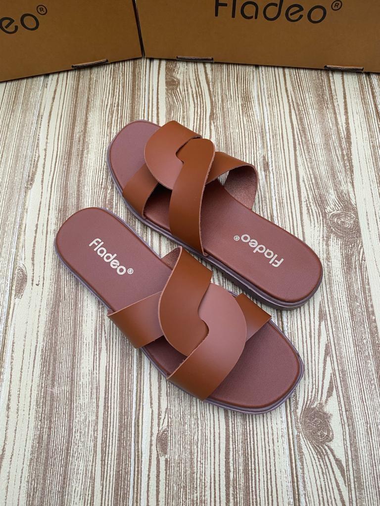 Product Introduction of Sandal Slop Wanita Silang triple Terbaru Hak Datar 1 cm Kulit Sintesis/sandal flat wanita kekinian 7