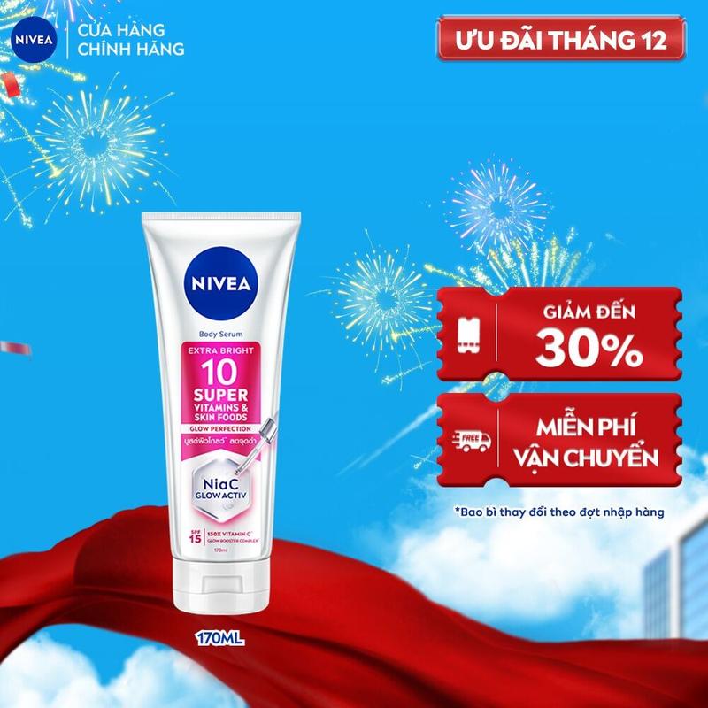   K2  Serum Dưỡng Thể NIVEA Super 10 | Dưỡng Sáng - Mờ Thâm Sạm Sau 7 Ngày 170ml 