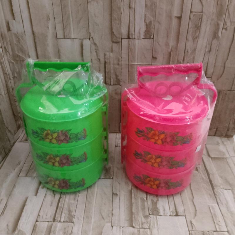 Rantang Plastik Susun Warna Motif Bunga Pacific (Warna Random) 5