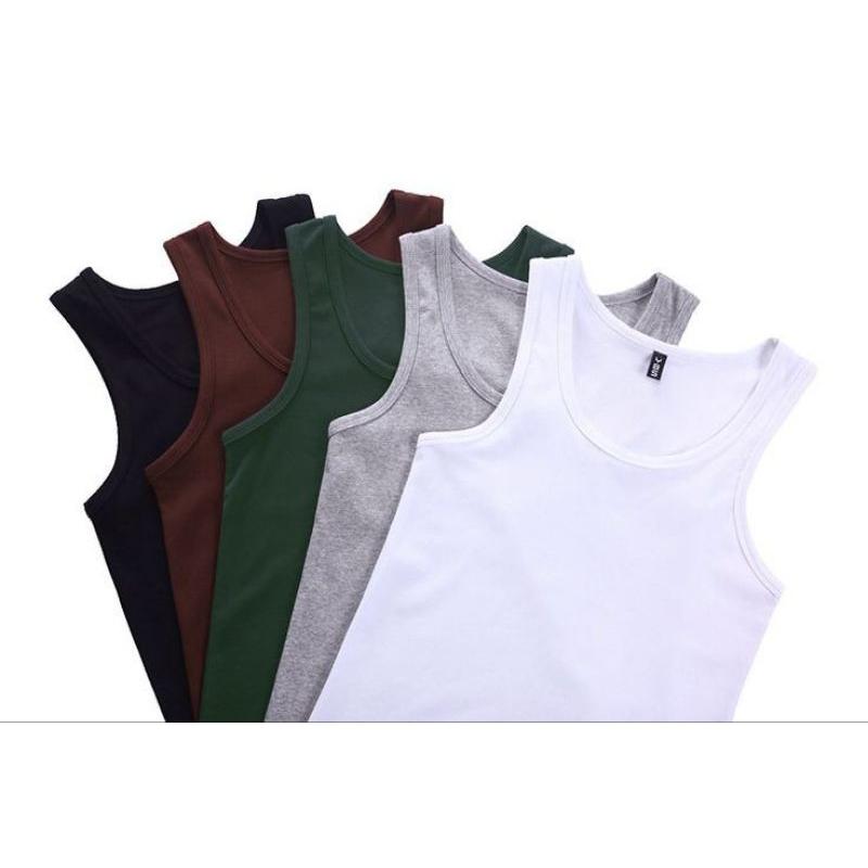PAKET 4 PCS PAKAIAN / DALAM PRIA / SINGLET /SLIM-FITTING / SANTAI POLOS / Katun Kaos Hitam 1
