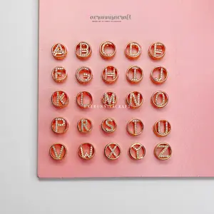 Liontin Huruf Gelang Bulat Nama Kecil Inisial Gold Rosegold Charm Wanita Simple