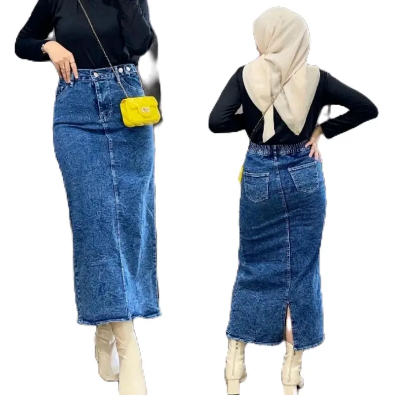 Rok Jeans Skirt Theana//Rok Span Panjang Wanita Nyaman Standar Denim 0