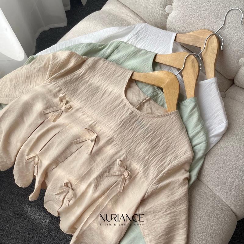 NURIANCE - Leyya Blouse (baju Coquette | pita aesthetic - semi crop) Atasan Wanita 8
