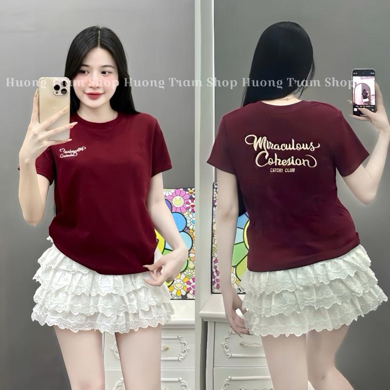 BST TẾT ÁO THUN BABYTEE THÊU 2 MẶT 35-55kg - Áo thun nữ phom vừa chất cotton borip co giãn 4 chiều Hương Trầm Shop