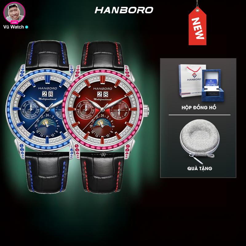 Đồng Hồ Cơ Nam HANBORO WATCH 8042 Chính Hãng [3940]  Tặng  1 lần thay kính