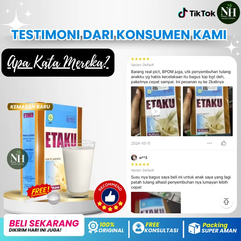 Etaku Bantu Atasi Patah Tulang, Pemulihan Tulang Patah, Tulang Retak, Pengeroposan Tulang, Pengapuran Tulang, Osteoporosis, Fraktur, Kesehatan Tulang, Dan Banyak Lagi, Sudah Terdaftar di BPOM dan HALAL MUI, 100% ORIGINAL, 100% Kambing Etawa Asli 6