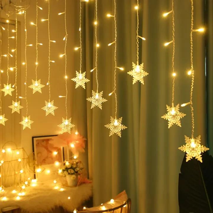 Lampu LED 4m Fairy lights Warm white 2025 Christmas Decoration lights 8 modes Led light strip for Room decor 138LED Curtain light string 2