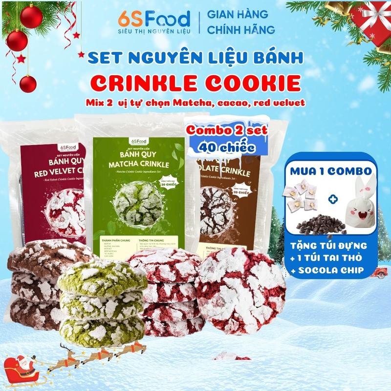  Combo 2 Set Nguyên Liệu Bánh Crinkle Cookie Mix Vị tự chọn Cacao Matcha Red velvet- 6SFOOD 