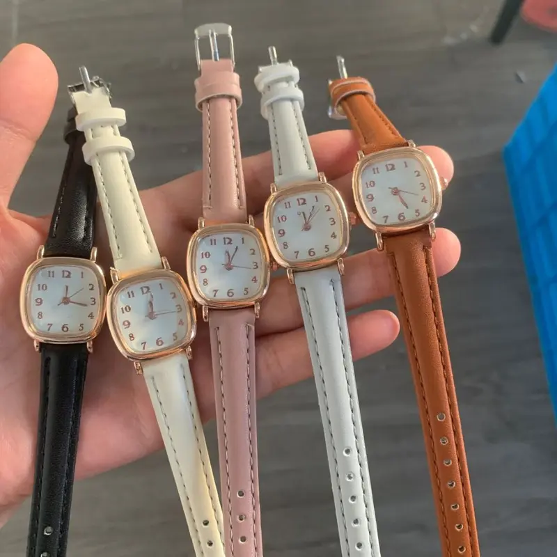 ANKL008 Jam Tangan Quartz Strap PU Analog Casual Gaya Retro Wanita Bulat Watch Korean Fashion 0