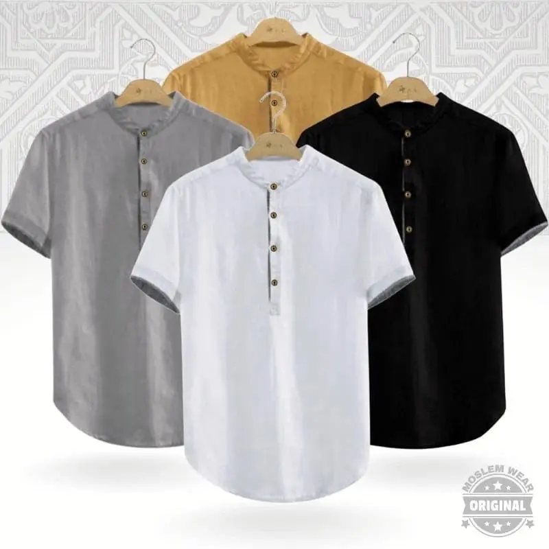 Baju Koko Kurta Hanafi  Lengan Pendek Baju Koko Hadroh Fashion Muslim Pria