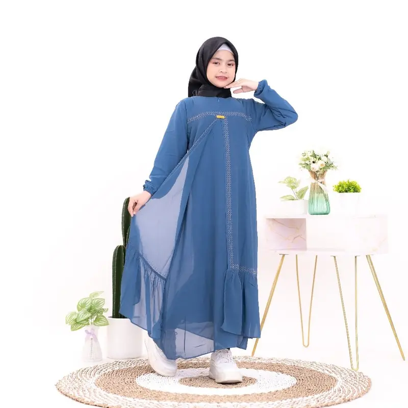 Hanakids Abaya anak perempuan | Crinkle mix swarosky premium | Baju Gamis Anak Perempuan Elegant Terlaris 5