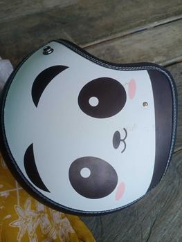 Product Review of Helm Bogo Kulit Full Leher Retro Wanita Dewasa SNI Motif Mata Panda Putih Kaca Datar Motor Motorcycle Sepeda from s**i 1