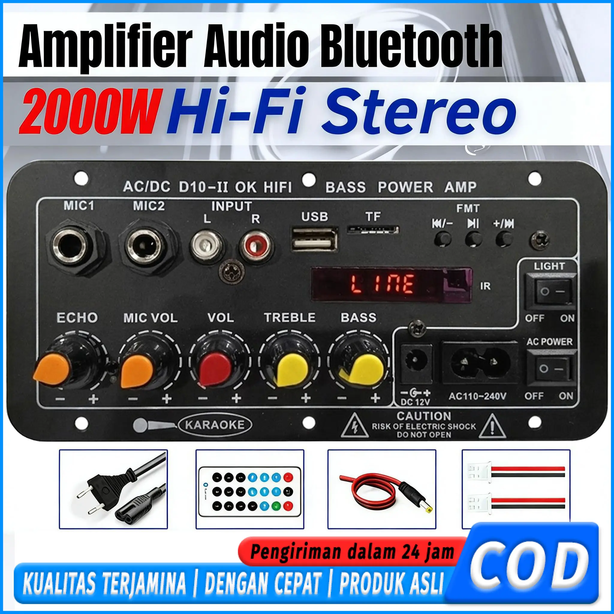2000W Amplifier Karaoke Board D10 D30 Digital Display Power Amp Cocok 8-12 Inch Speaker 220V-DC 12V-24V Bluetooth USB TF FM Radio Subwoofer Player/amplifier subwoofer 2000 watt/amplifier bluetooth murah/hifi power stereo bass