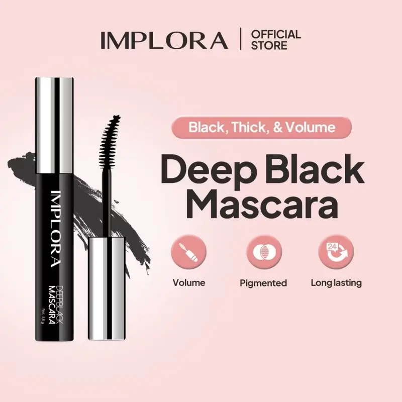 IMPLORA Deep Black Mascara / MASKARA Hitam Waterproof 0