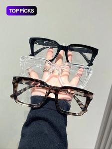 Set de lentes unisex de estilo simple con estampado de leopardo/transparente/de color sólido, lentes de marco cuadrado modernos para uso diario, accesorios de moda para actividades al aire libre