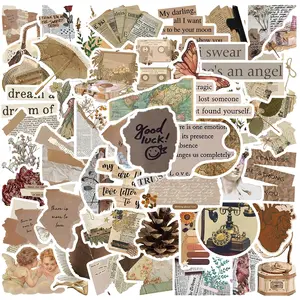 50 PCS mode Buku pegangan ins gaya retro stiker untuk Buku Tempel/Buku Harian/HP/Dekorasi Laptop/Vinyl Stiker Waterproof