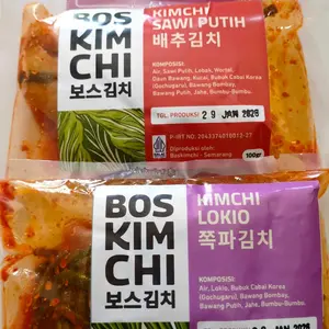 Kimchi 100 gr All Variant | Boskimchi | Sawi Lobak Timun Daun Bawang Kucai Lokio Perilla
