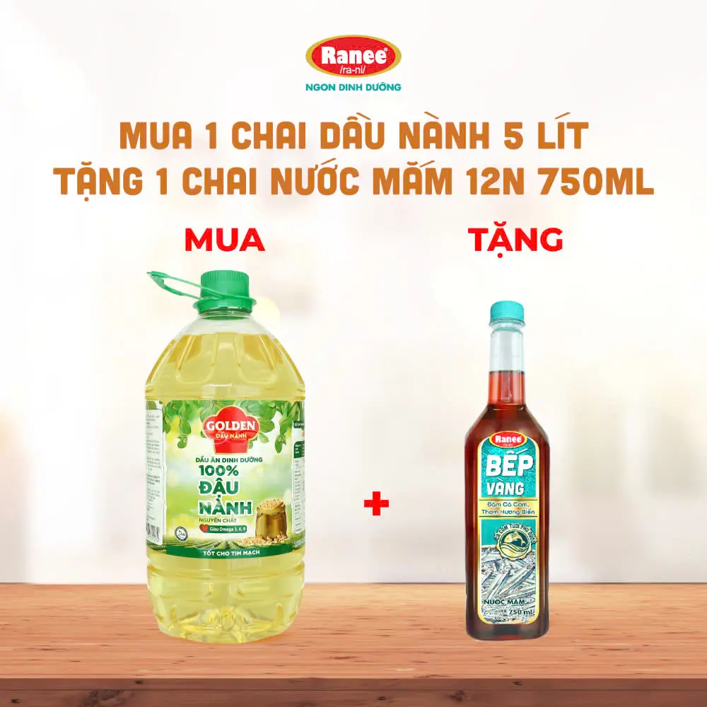 Dầu ĐẬU NÀNH cao cấp Golden 5 lít - từ 100% dầu đậu nành nguyên chất, tốt cho tim mạch