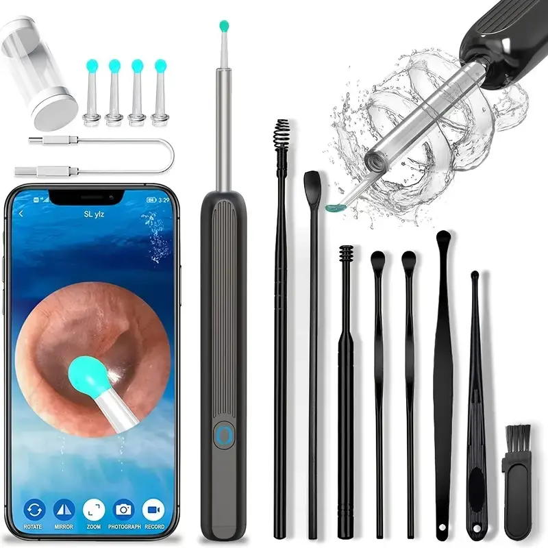 Ear Wax Removal, Ear Cleaner with Camera and Light, Ear Wax Removal Kit with 1296P Otoscope, Ear Cleaning Tool with 6 Ear Spoon, Ear Camera for iPhone & Android Phones