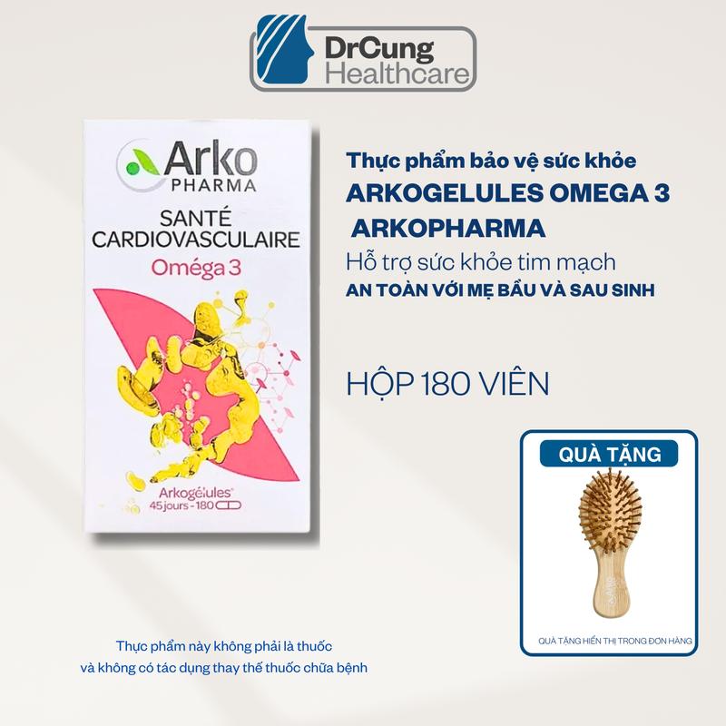 TPBVSK Dầu cá OMEGA 3 Arkopharma  750mg hộp 180 Viên.MUA 1 HỘP TẶNG 1 LƯỢC GỖ MINI