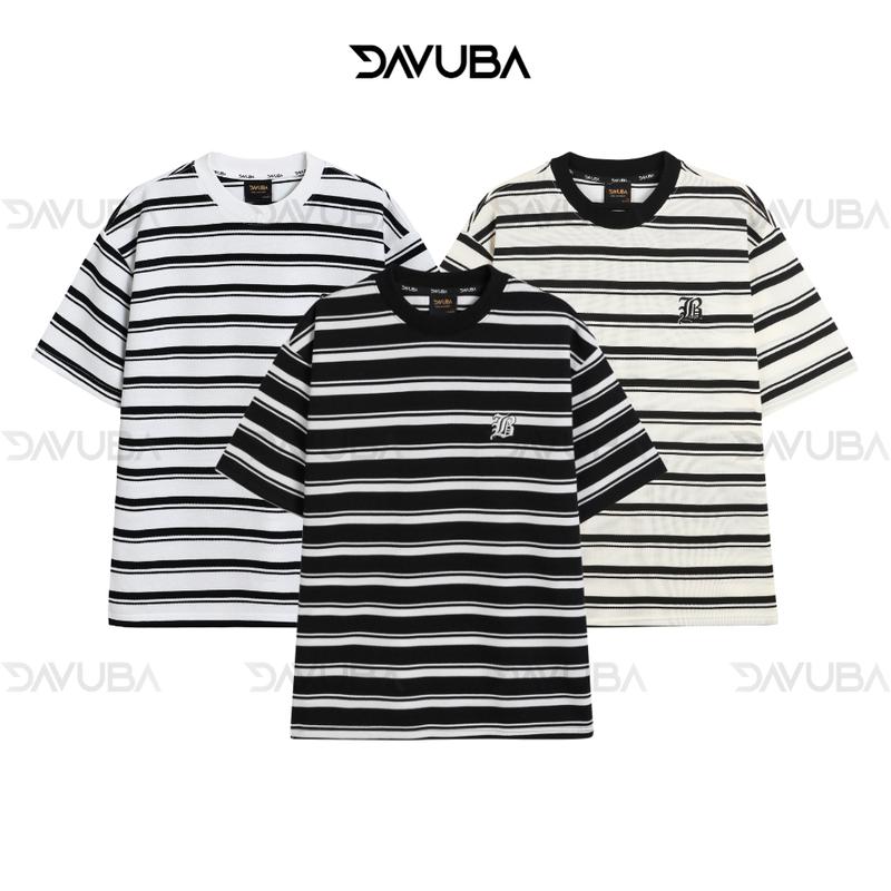 Áo thun kẻ sọc Dream DAVUBA nam nữ cộc tay cổ tròn SM059