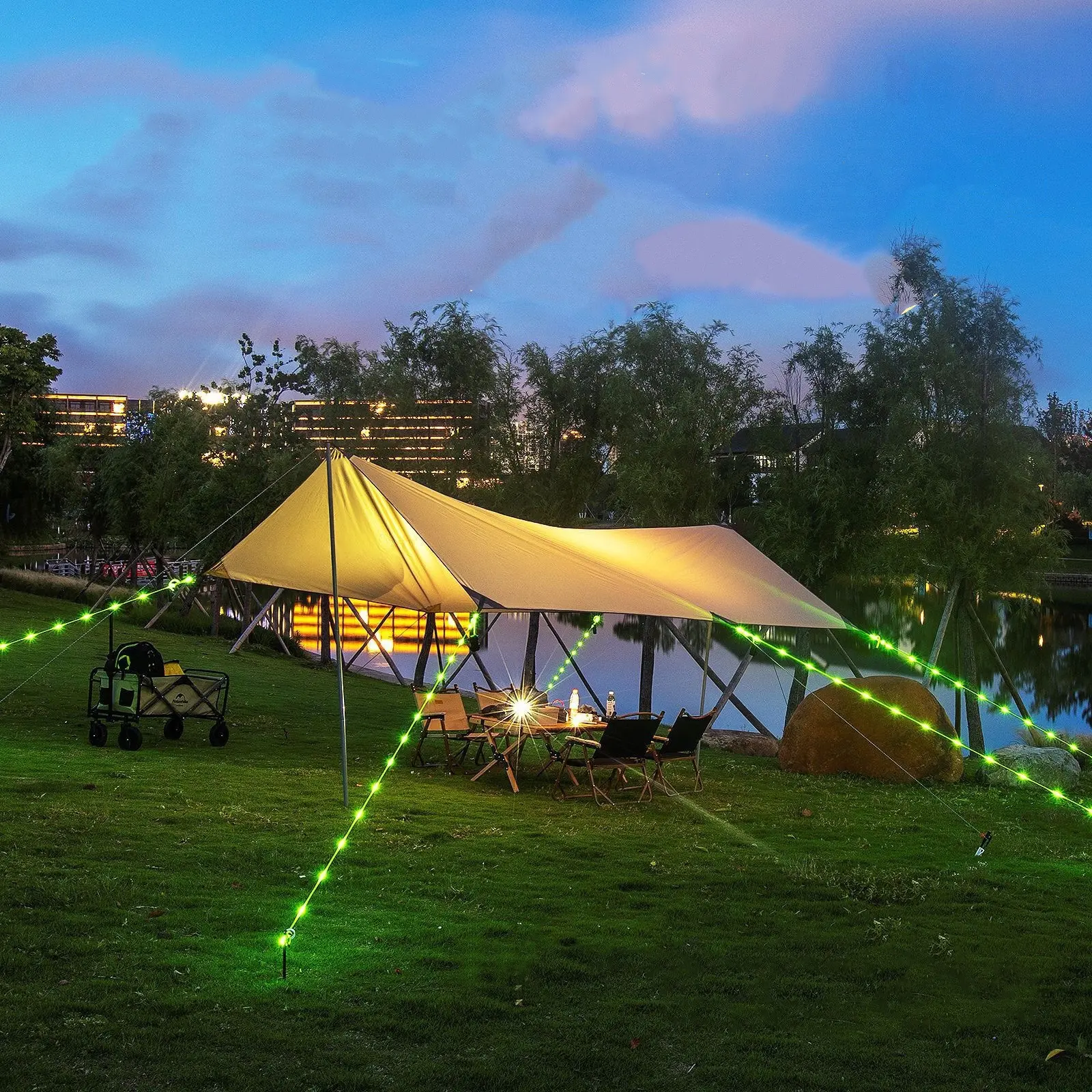 Random Color 6mm Camping Rope Light, Tent Wind Rope Light, Warning Light, Waterproof Marine Rope, Nylon Rope, Outdoor LED Rope Light