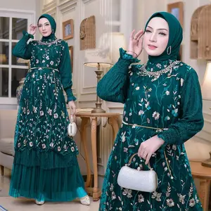 Dress Warna Emerald Green keKinian Aira Dress Terbaru Bahan Hyget Full Furing Ziper Belakang Gamis Murah Viral 2025