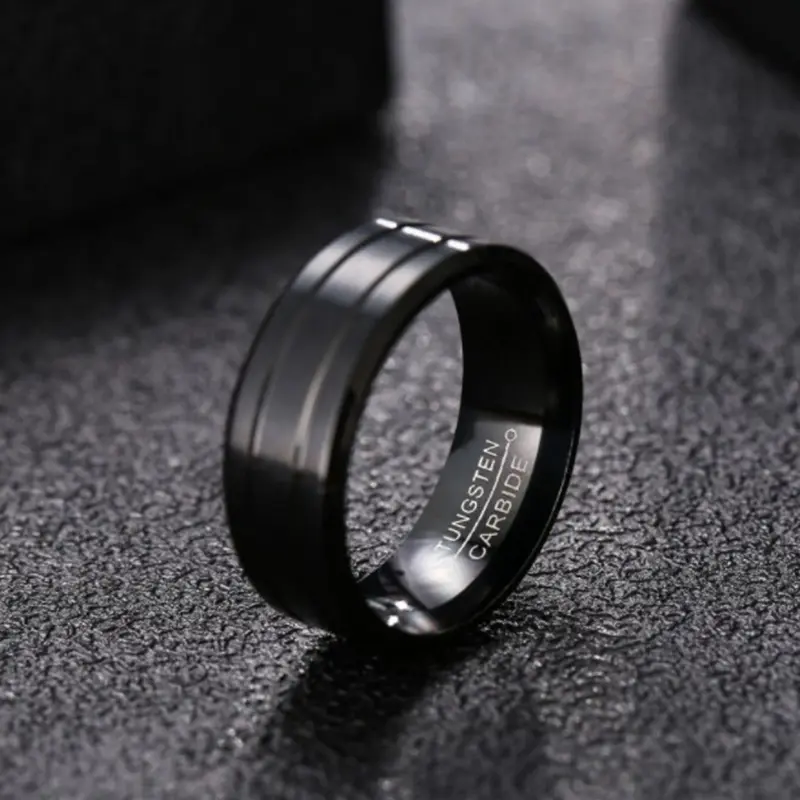Cincin Hitam List Hitam Minimalis / Cincin Tungsten Karbida Hitam Simple Casual Elegan / Cincin Polos Tungsten Carbide 8mm Pria Wanita / Cincin Laki Laki Keren TOP Quality Stainless Steel / Aksesoris Fashion Jewelry Cincin Murah Bagus Untuk Cowok Cewek