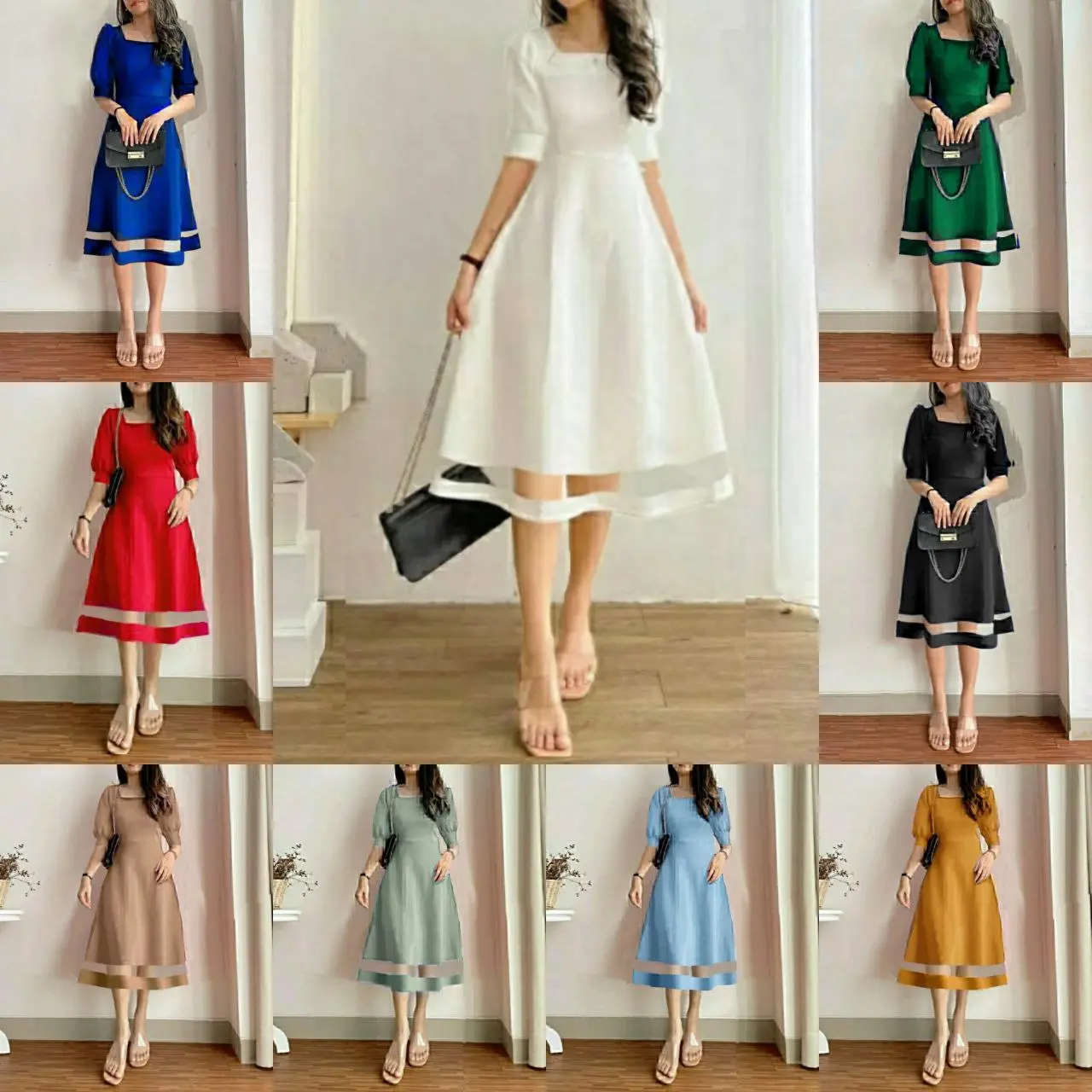 DRESS DEWASA & ANAK REMAJA CHERLY SIZE M (10-15TAHUN) - XL / CASUAL DRESS CANTIK / PARTY DRESS / DRESS KONDANGAN ANAK ABG KEREN / DRESS NATAL / BASIC DRESS BEST SELLER