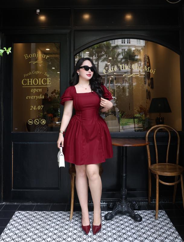  Đầm Bigsize Dự Tiệc SAMU Bigsize Màu Vang Đỏ Dáng Ngắn Xòe Thoải Mái Đẹp Quyến Rũ  đầm  slay  ăn  cưới  che  bụng đầm đi cưới váy tiệc 