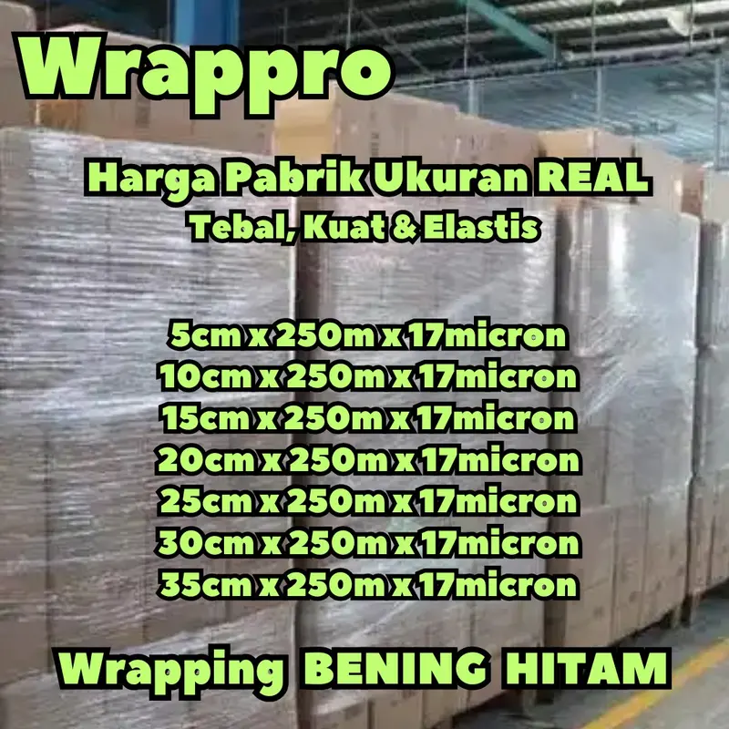 Plastik Wrapping Barang BENING HITAM 30cm x 250m x 17micron / Stretch Film Roll Transparan 1